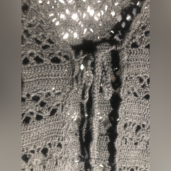 evolution not revolution Black Crochet Cardigan Sweater Women Sz Large - Picture 4 of 5